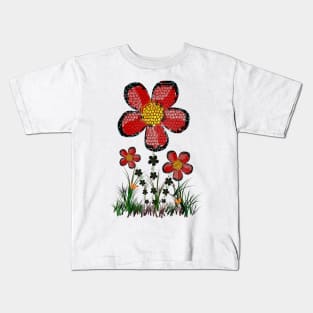 Red Flowers Design Kids T-Shirt